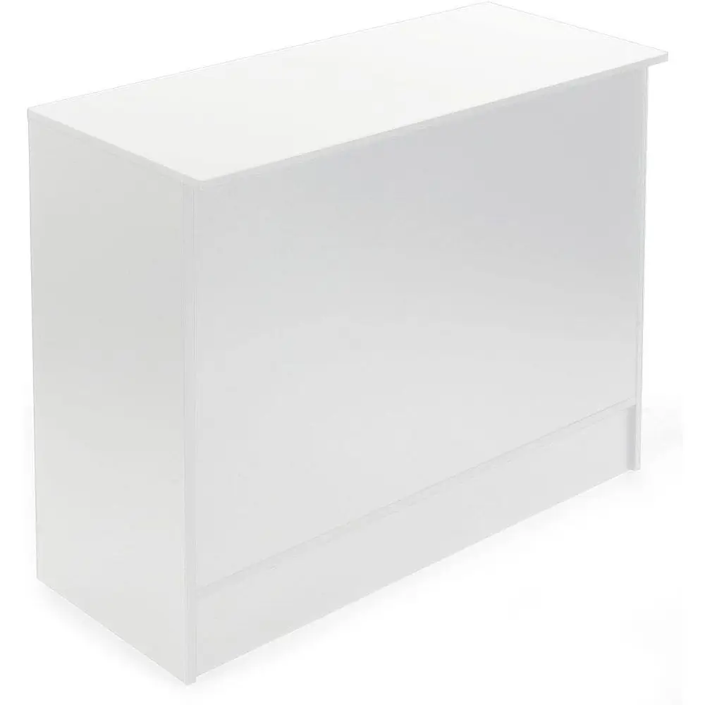 

48-Inch White Cashier Counter with 3 Adjustable Shelves and Laminate Top