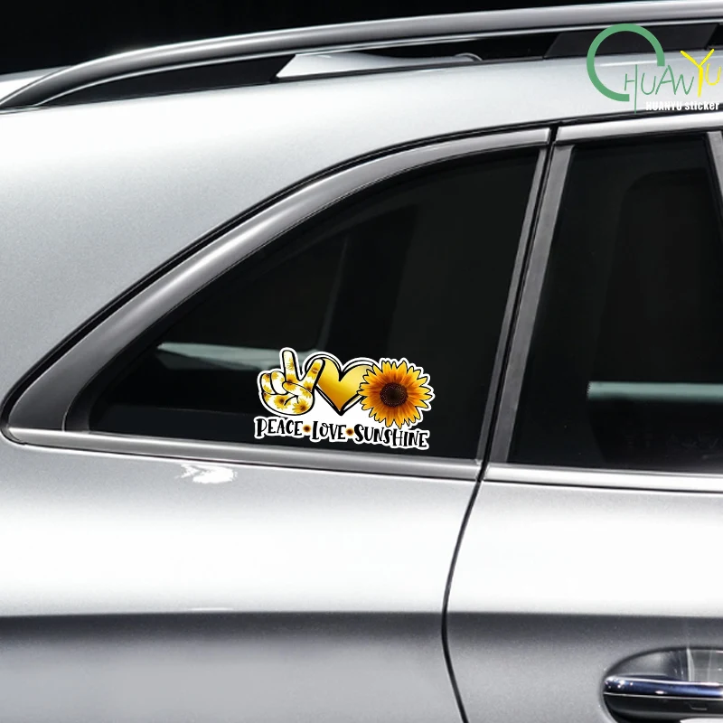 Car Sticker Peace Love Sunshine Sunflower Vinyl Sticker Waterproof Car Decals Laptop Wall Window Bumper Sticker Car