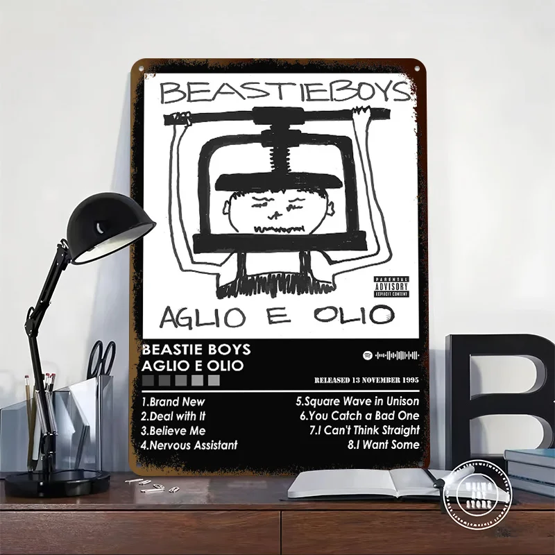 Beastie Boys Aglio E Olio Poster Customized Vintage Metal Signs Wall Art Retro Tin Plaque for Home Decor Living Room Coffee Bar
