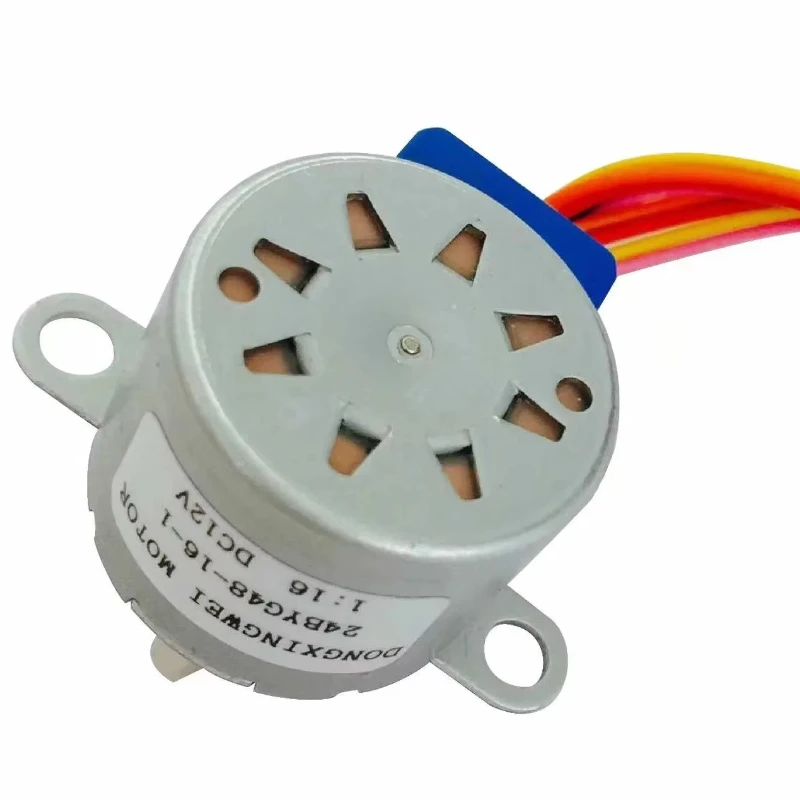 محرك متدرج 12 فولت بنسبة تروس 1:16 لآلات CNC مع كابل 20 سم (الطراز: 24BYG48)