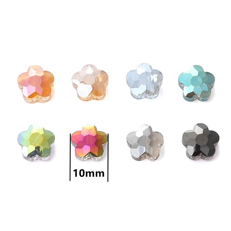 20pcs Shiny Glossy Flower Shape 10mm Faceted Crystal Glass Loose Beads For Jewelry Making DIY Crafts Bracelet Findings