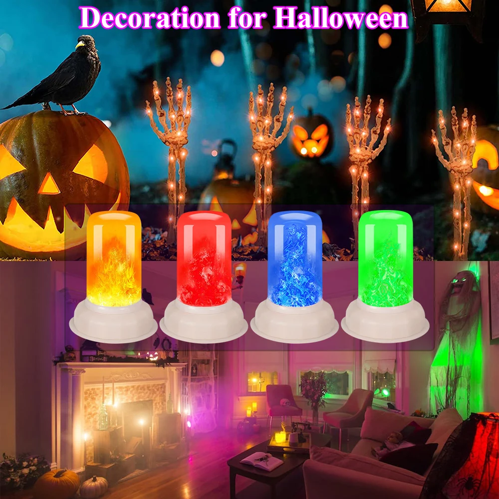 Battery Operated LED Flame Effect Night Lights Flameless Candle Tealights Simulation Flickering Desk Lamp Room Party Bar Decor