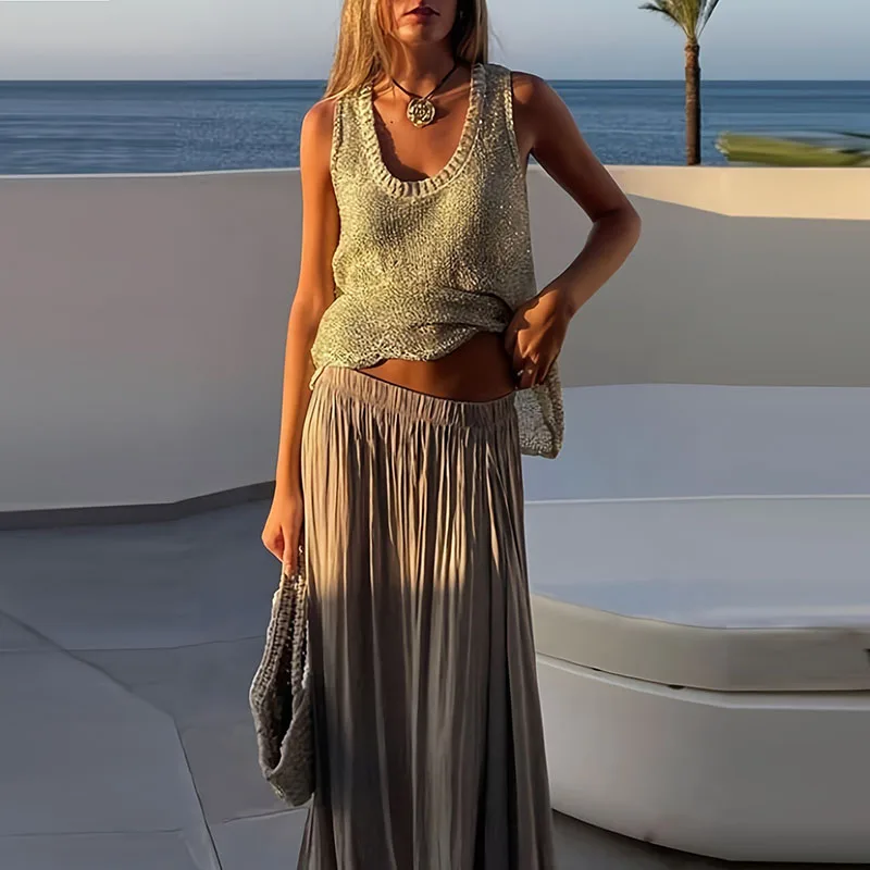 Mulheres sexy u pescoço lantejoulas camisa de festa 2025 primavera sólida ver através oco topo pulôver 2025 verão sem mangas solto tanque camiseta