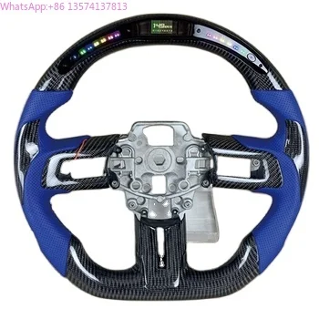 

Custom Perforated Leather LED Display Screen for Ford Mustang V6 EcoBoost GT Shelby GT350 2015-2023 Carbon Fiber Steering Wheel