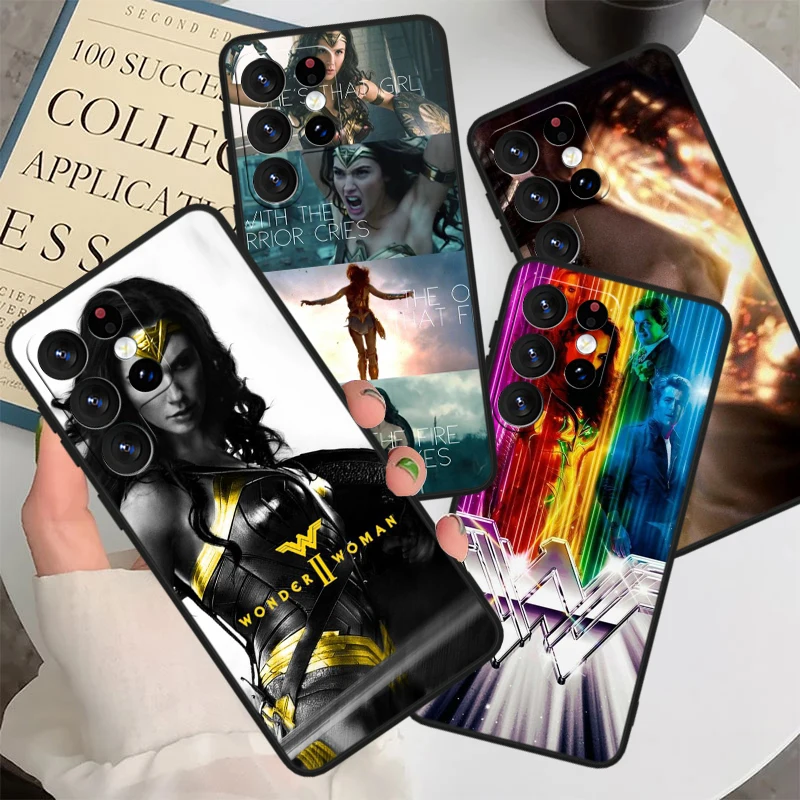 

Wonder Woman Cute For Samsung S24 S23 S22 S21 S20 FE S10e S10 S9 Ultra Plus Plus Soft Silicone Black Phone Case