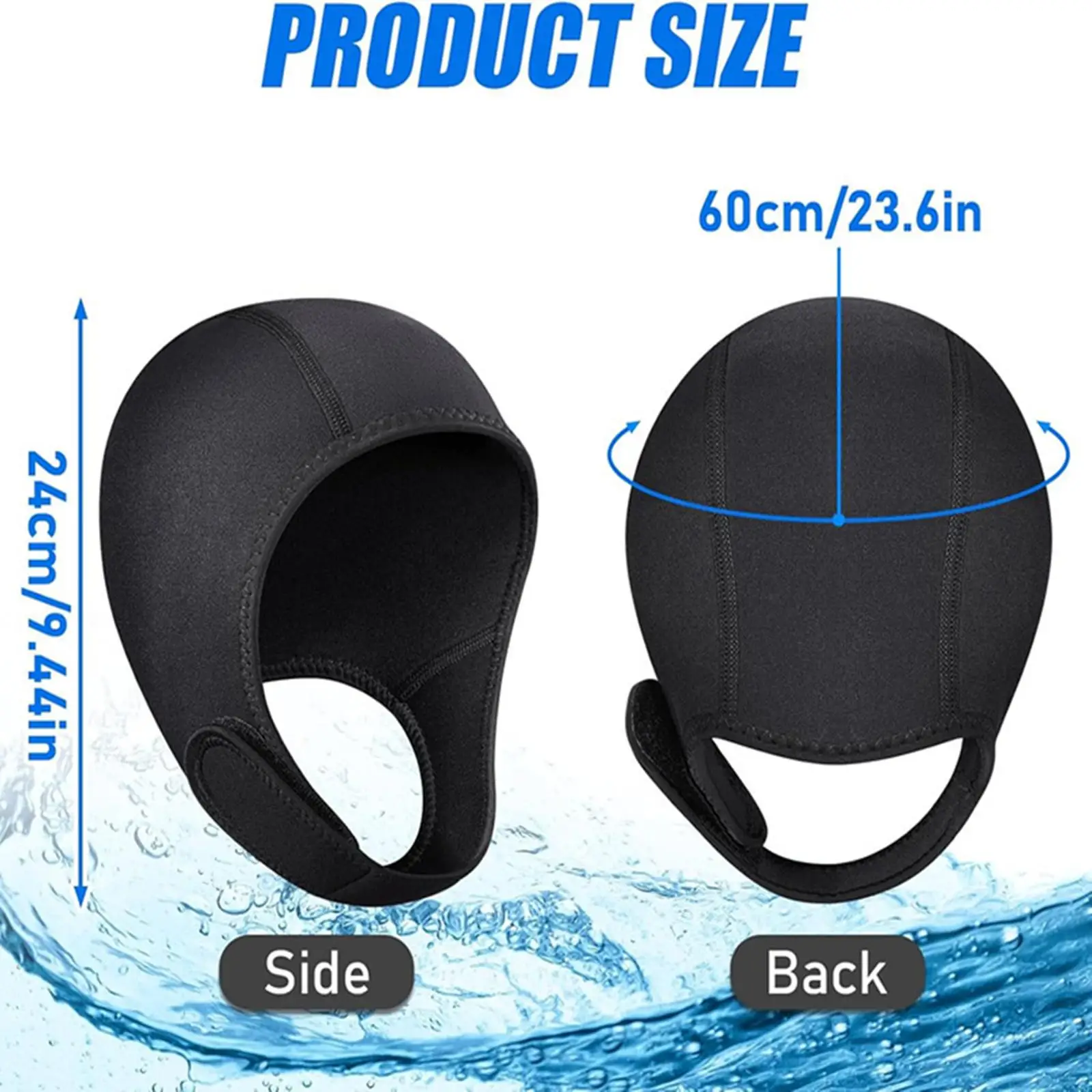 Quick Dry Neoprene Diving Cap Thermal Swim Cap Secure Chin Strap Beanie for Snorkeling Kayaking Sailing Adventures
