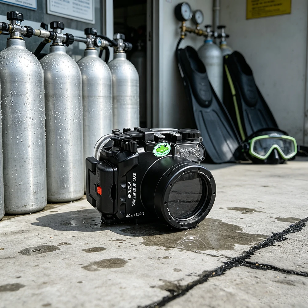 Waterproof shell with 67mm threaded interface compatible with Sony ZV-E1