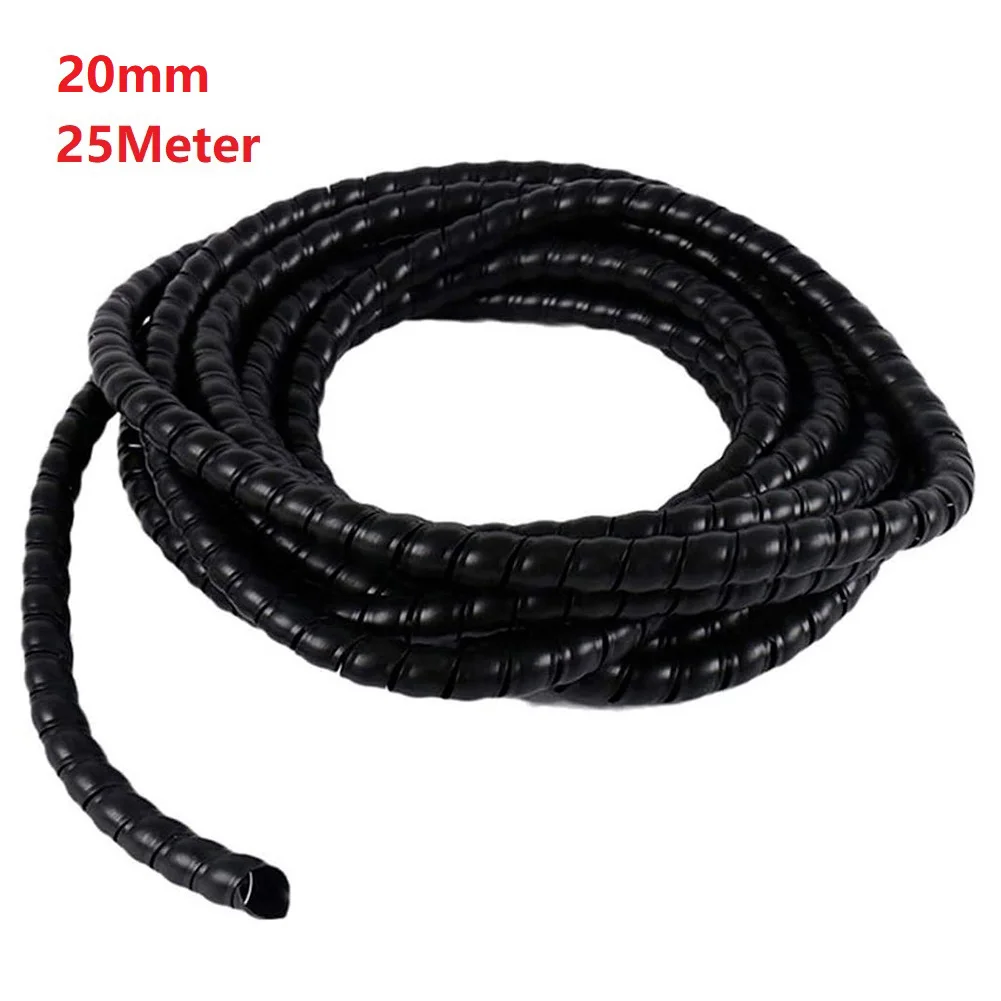Spiral Wound Wire Protector Tube D20mm Inner Diameter 25m Length Flexible Hose Sleeve Spiral Winding Tube For Cable Management