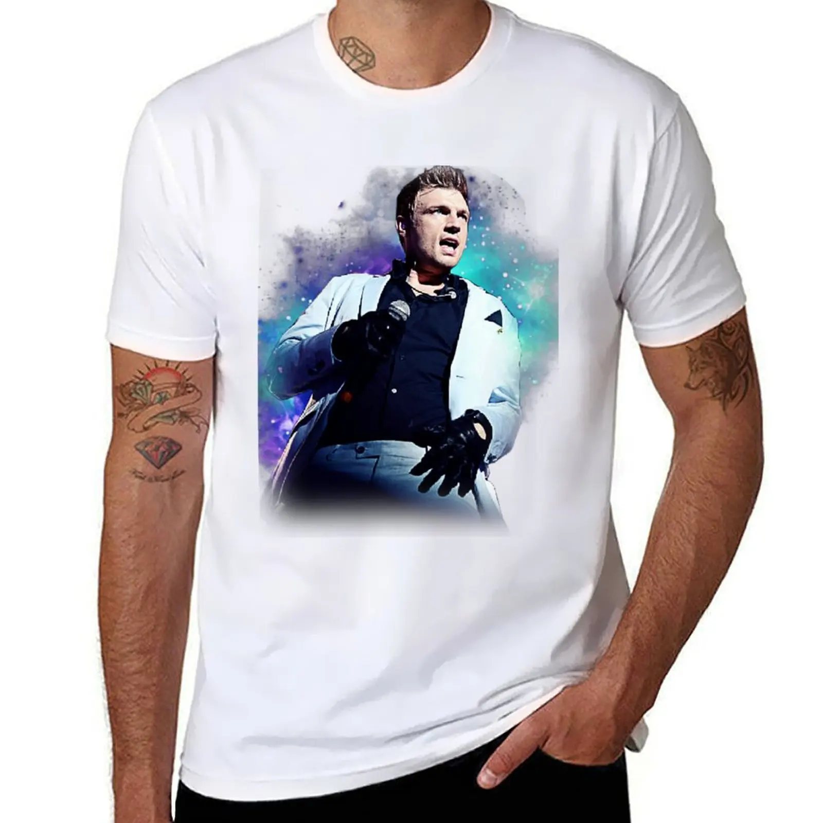 تي شيرت Nick Carter Galaxie تي شيرت للرجال تي شيرت قطني مضحك تي شيرت قطن 100%