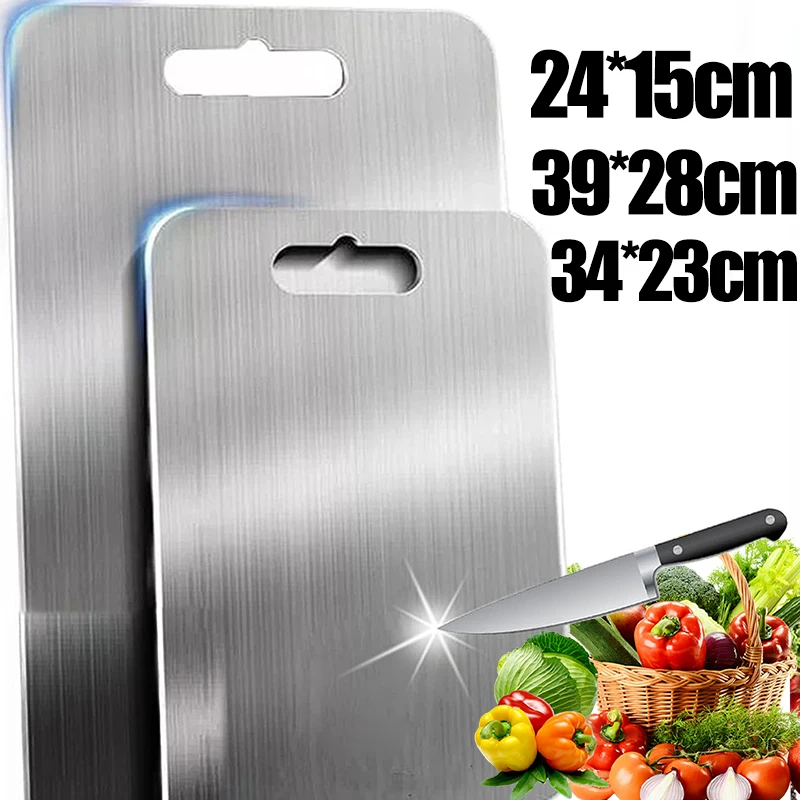 Kitchen Cutting Boards Stainless Steel Chopping Board Knead Dough Panel Food Thicken Cut Mat Serving Tray Cook Knives Accessory