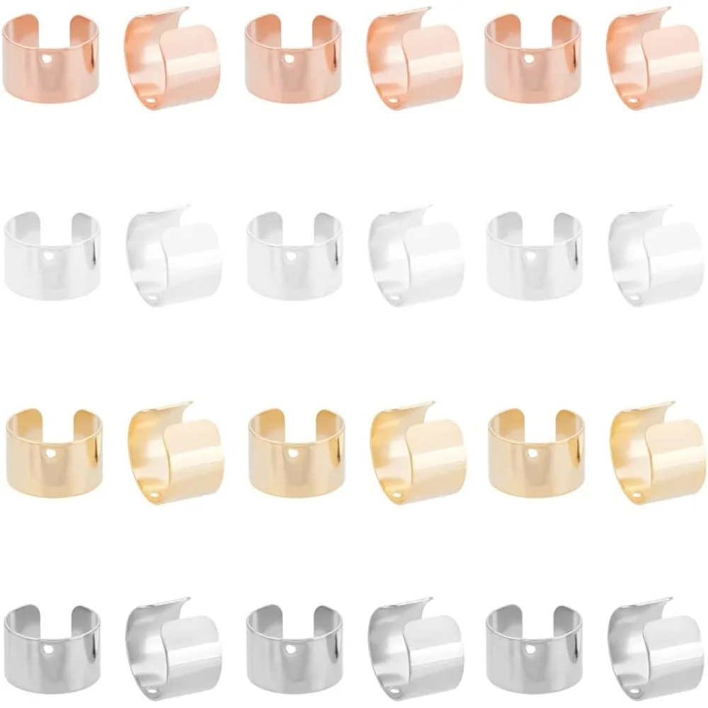 60Pcs Cuff Earrings Findings Cartilage Cuff Earring Non-Pierced Wrap Earring Adjustable Stainless Steel Clip-on Earring Cuffs