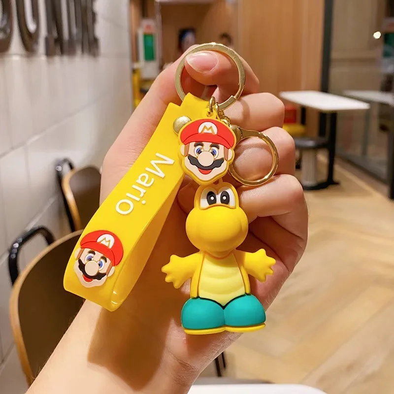 Portachiavi cartone animato Super Mario 3D Portachiavi con ciondolo per borsa per bambola Mario carina Portachiavi per auto Modello bambola Portachiavi con ciondolo per zaino in PVC