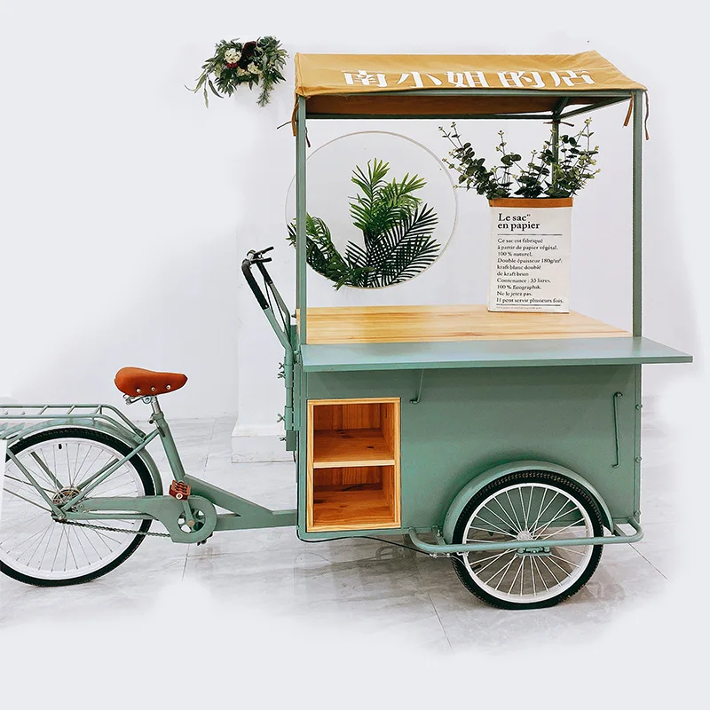 

Commercial tricycle large hotel shopping mall mobile vending car market stall promotion float dining car wrought