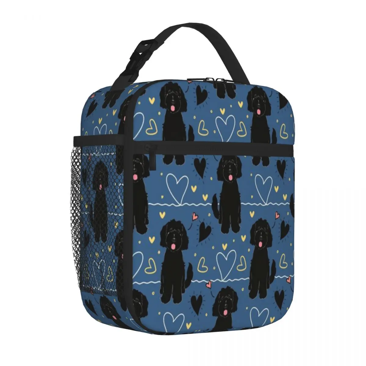 Bestselling LOVE Black Goldendoodle Dog Letter Print Carry Lunch Bag Workplace Meal Insulated Snack Tote