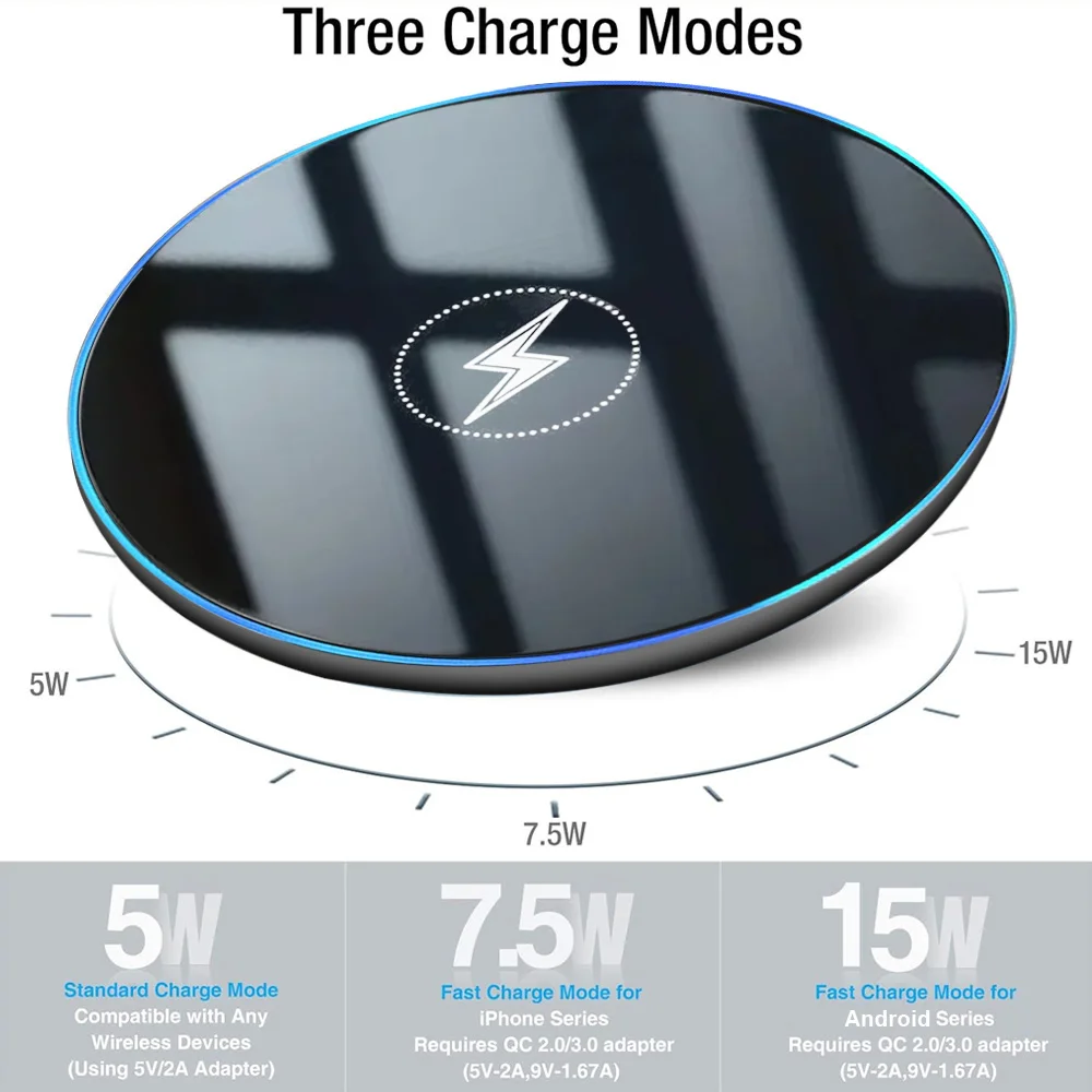 30W Mirror Wireless Charger Pad with LED Light Fast Charging for iPhone 17/16/15/14/13/12 Pro Max, Samsung S25  Xiaomi 17 15 14 view 3