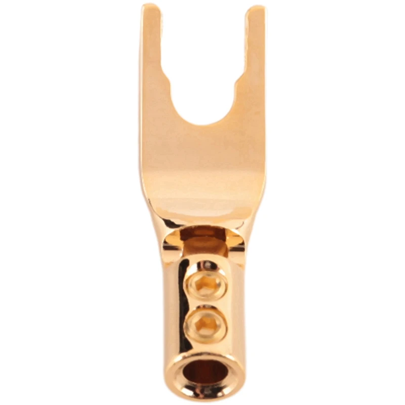 N11R- 32PCS HIFI Banana Y Spade U/Y Gold Plated Pure Copper Screw Fork Hifi Speaker Spade Connector Plugs-Copper