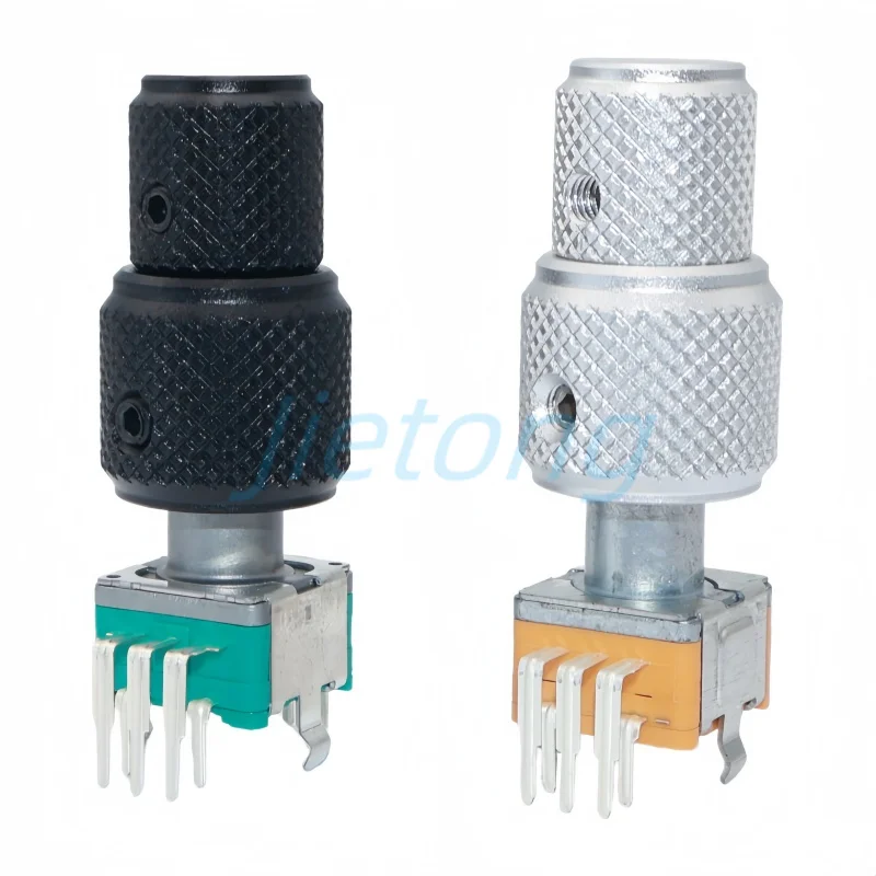 1pc EC11EBB24C03 Dual-Shaft Axis Encoder Caps With Button Switch Potentiometer 8Pins 30 Position Handle 25mm Aluminum Alloy Caps