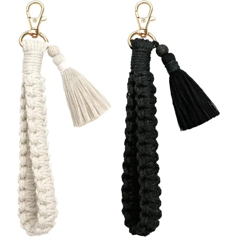 

Women Keyring Holder Tassel Wrist Lanyard Keychain Handmade Wristband Bracelet Wristlet 1Pcs 20x8cm