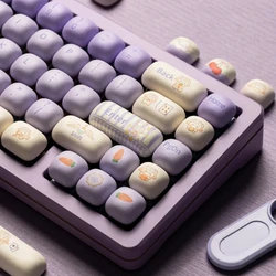 Magic Lop-eared Rabbit Theme Keycap MOG Profile Thermal Sublimation PBT Small Steamed Bun Keycaps 146Keys Round Cute Key Cap 키캡