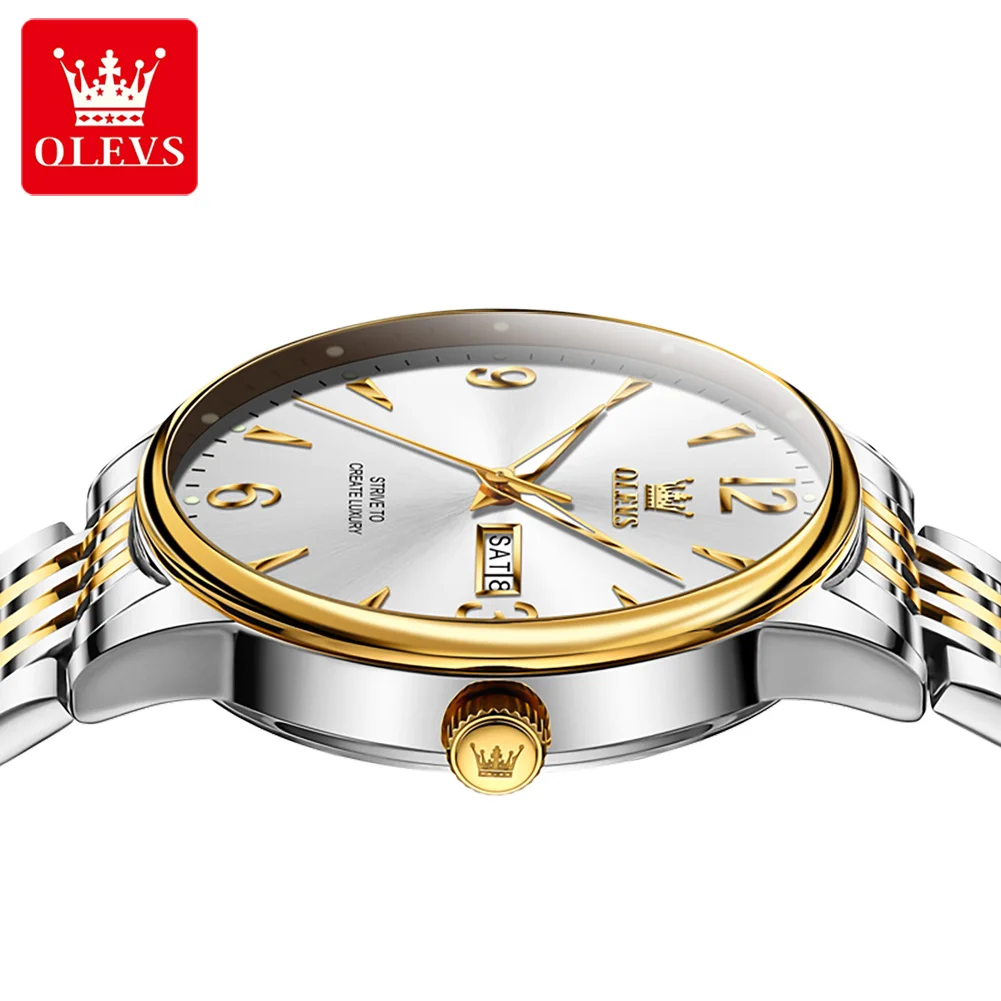 OLEVS 2928 Men\'s Watches Fashion Digital scale Dual Calendar Luminous Waterproof Stainless Steel Original Quartz Watch for Men