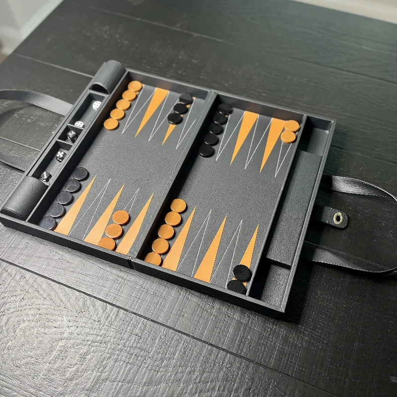 

Travel Acrylic Backgammon Set Case Leather Travel Board Game Luxury Gift