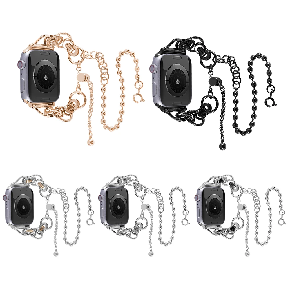 ステンレス鋼ダブルリングブレスレットストラップ Apple Watch Ultra 1/2 49 ミリメートル S10 46-38 ミリメートル男性と女性のストラップ iwatch S9 S8