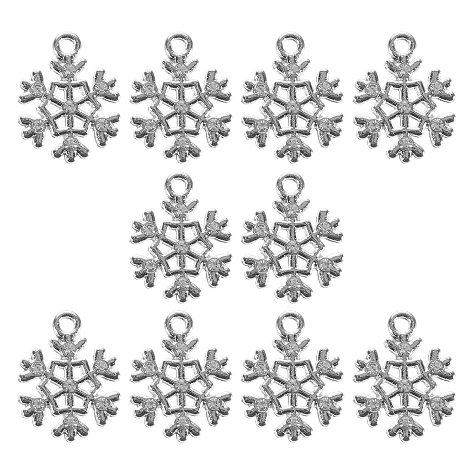 

10Pcs Christmas Snowflake Silver Charms DIY Jewelry Accessories Earrings Necklace Bracelet Making Pendants Xmas Enamel Charm