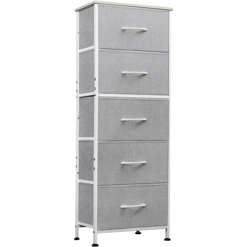 

WLIVE Fabric Dresser, Drawer Tall Dresser for Bedroom, Storage Dresser Organizer with Fabric Bins, Wood Top