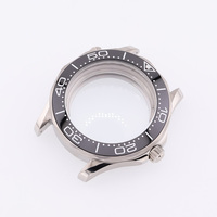 42mm Black Seamaster 300 NH35 Case Mineral Glass Mens Divers Watch Cases for Seiko Mod Automatic Mechanical Luxury Watch Part