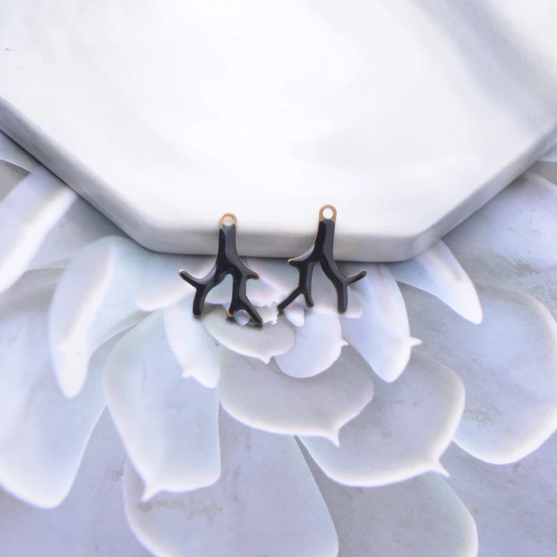 30 Stück beidseitig emaillierte Kupferzweig-Anhänger, öltropfende Zweige, Halsketten-, Armband- und Anhänger-DIY-Schmuckzubehör – Detail 10