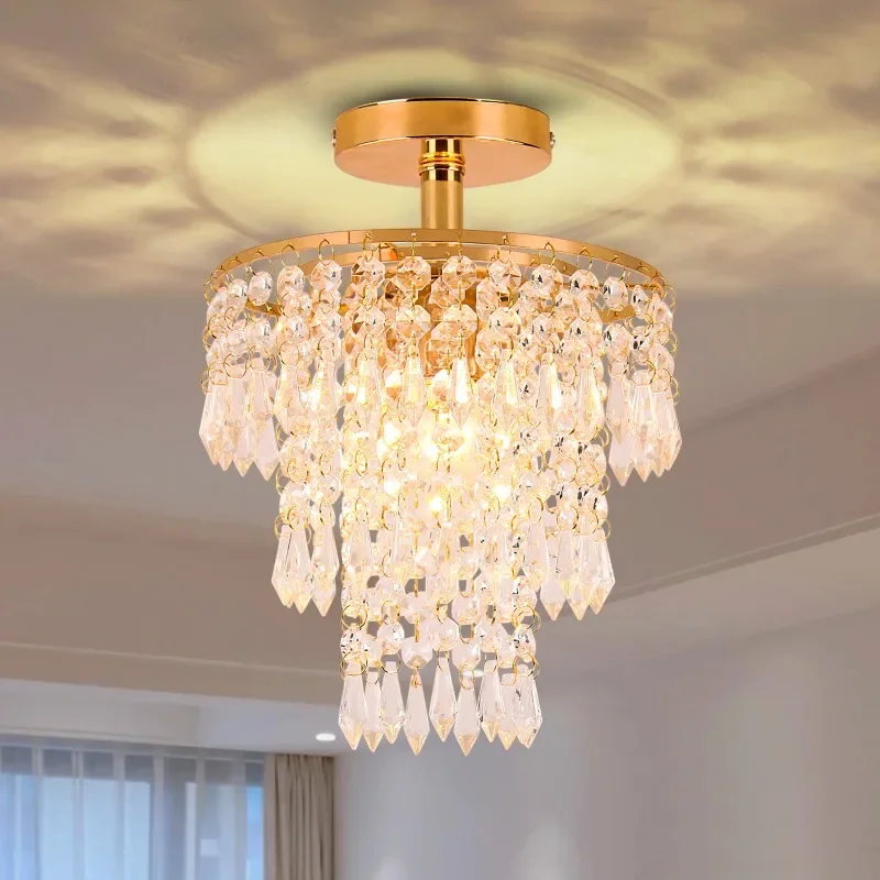 FRIXCHUR LED Three-layer Crystal Ceiling Lights Bedroom Chandelier Decoration Art Modern Luxury Home Appliance Room Decor Lamps