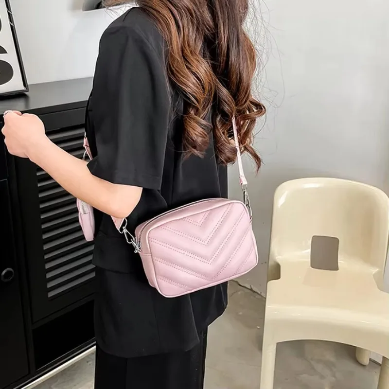 PU Leather Fashion Shoulder Bag Woman Large Capacity Women Composite Shoulder Bag Splash-proof Storable Zipper for Activities