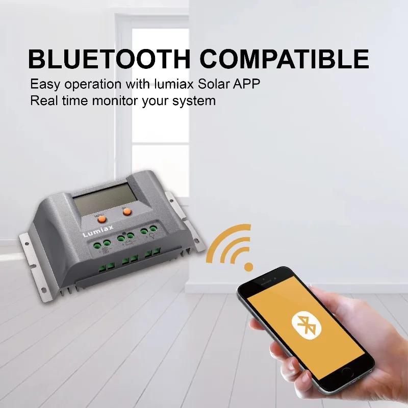 12V Solar Panel LCD Display Bluetooth RV Caravan Yacht PWM Charge Controller AGM/Lithium