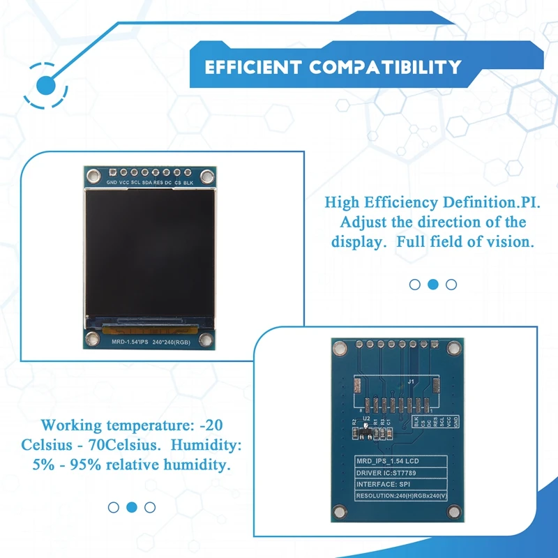 Monitor LCD IPS HD de 1,54 polegadas com resolução 240X240 Monitor LCD SPI ST7789 de 1,54 polegadas-ABEO