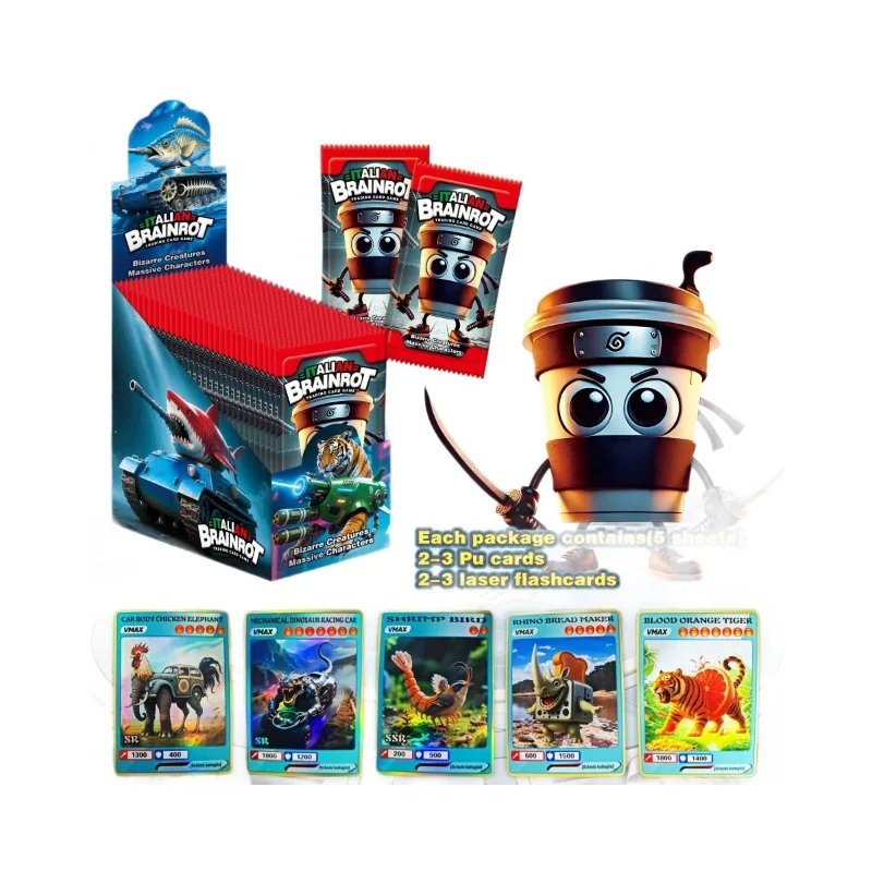 Tralalero Tralala 카드 세트 어린이 만화 Tungtung Sahur Brainrot 애니메이션 캐릭터 컬렉션 카드 플래시 카드 어린이 장난감 선물