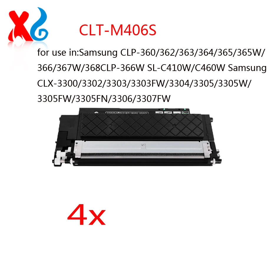 

4PCS CLT-K406S CLT-406 Toner Cartridge For Samsung CLP-360 362 363 364 365 365W 366 367W 368 CLP-366W SL-C410W C460W CLX-3300