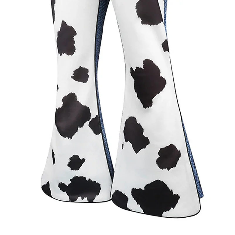 2 Stile Mädchen Western Ranch Cowboy Set Langarm-Oberteil mit Kuhmuster Schlaghose Kinder Halloween Cosplay Auftrittskleidung – Detail 9