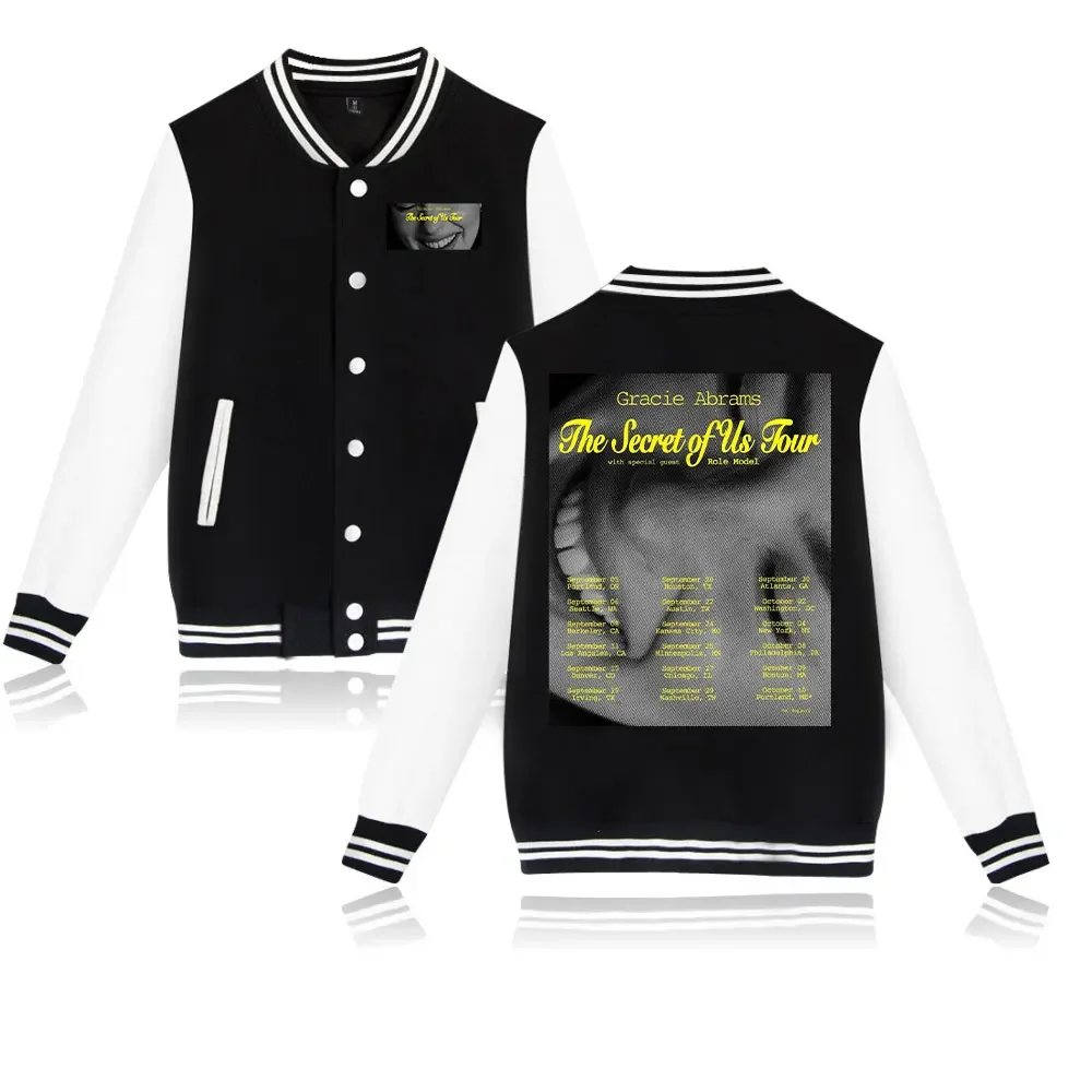 Gracie Abrams The Secret of Us Tour Baseball Jacket Women Men Bomber Jacket Outerwear Streetwear Hip Hop Baseball Uniform Coats