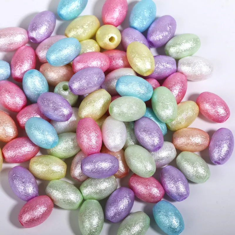 50 Stück perlfarbene Acryl-Reisperlen, 9 x 14 mm, ovale lose Abstandsperlen für die Schmuckherstellung, Armband, Halskette, DIY-Zubehör