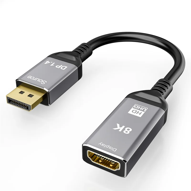 

8K Displayport to -Compatible Adapter, Adapters Male to Female Support 8K 60HZ 4K 120HZ Ultra Resolution