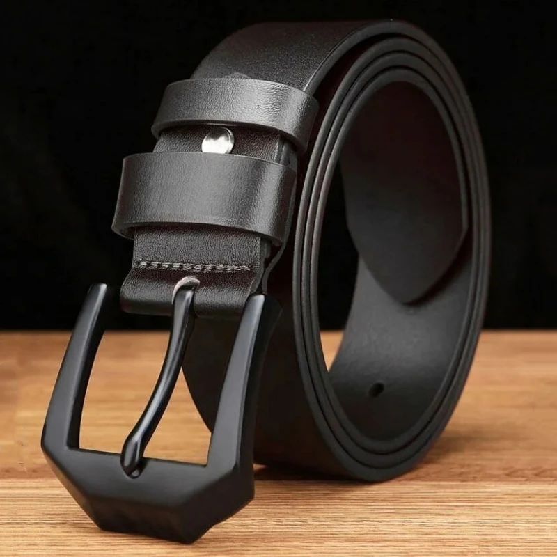 Men Leather Belt Clips Copper Needle Buckle Fashionable Casual Style Business Versatile Simple High-end Feel