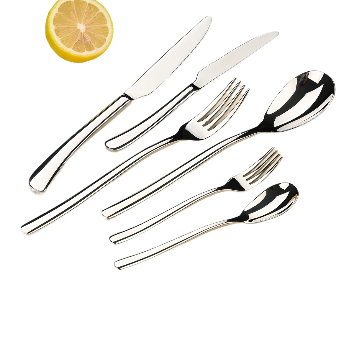

5Pcs Moonlight 304 Stainless Steel Tableware Restaurant Steakhouse Grade Western Food Tableware Hotel Knives, Forks and Spoons