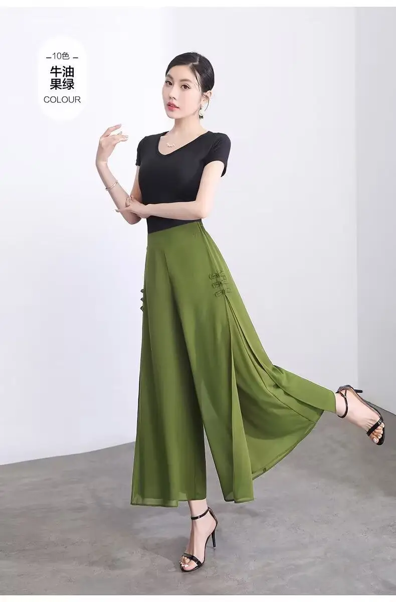 Sommerliche, einfarbige, modische Freizeithose mit weitem Bein für Damen – Neuheit 2026: Hochtaillierte, lockere und dünne 7/8-Hose – Detail 15