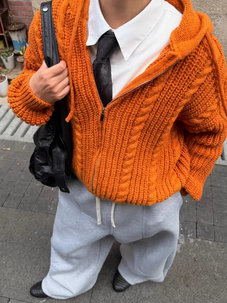 

American Lazy Sle Knitted Hat Sweater Men Women Loose Casual Dopane Knitwear Couple Autumn Season Polyester Fiber