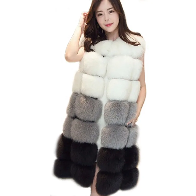 Women's Autumn Winter Fur Vest New Fashion Coat Warm Korean Faux Fox Fur Patchwork Jacket Sleeveless Comfortable Coat Women