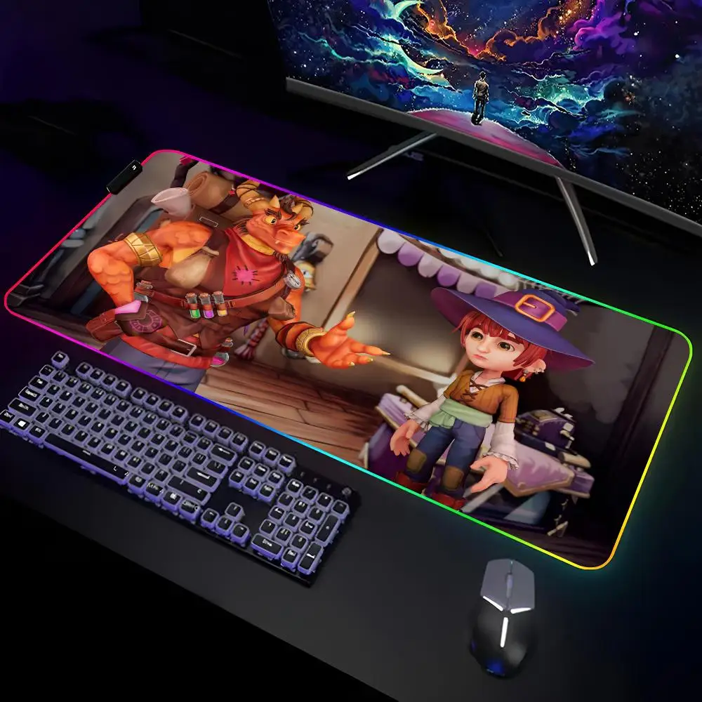 Magical Bakery on Steam Mouse Pad Gamer RGB Deskmat Keyboard Mat Gaming Laptops LED Mousepad Desk Protector Anime Mause Mats