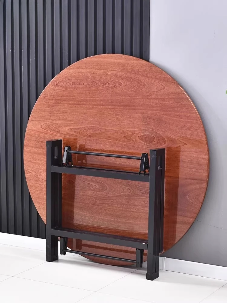 

Solid wood dining table rotating plate hotel hotel folding table large round desktop commercial round small apartment household