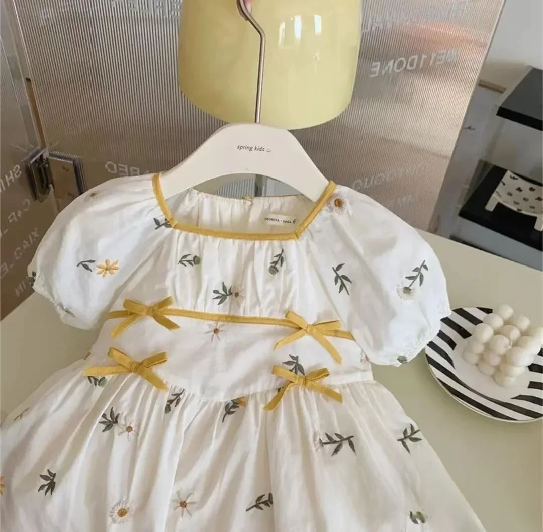 Family Matching Clothes Summer Embroidery Floral Dress Mother Daughter Cotton Dress Women Dress Baby