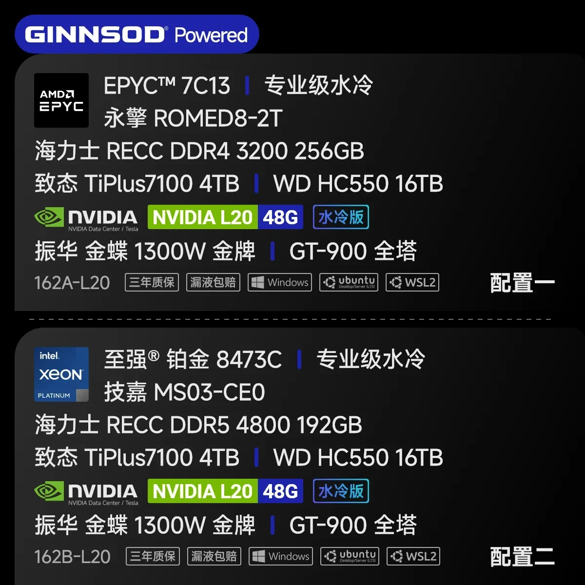 L20-48G water-cooled version host, ultra-quiet GPU workstation local deployment productivity computer