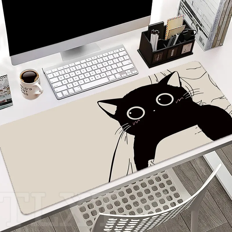 귀여운 고양이 컴퓨터 회사 책상 패드 대형 카와이 마우스패드 사무실 게임용 키보드 마우스 매트 XXL 대형 테이블 카펫